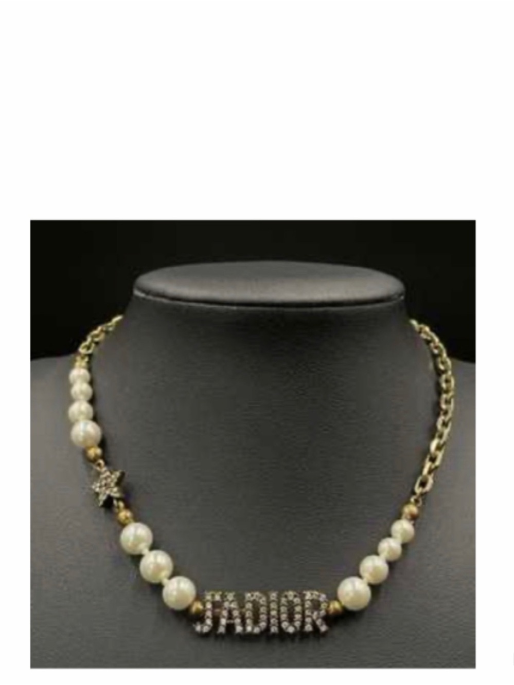 Authentic Christian Dior Metal Pearl Crystal J'Adior Choker Necklace Antique